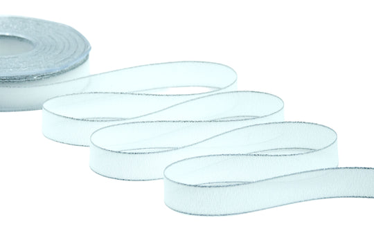 crepe effetto seta bordi argento 15 mm bianco naturale