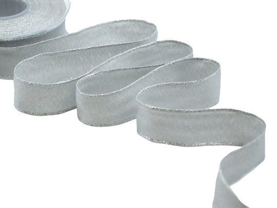 sablè bordi lurex 25 mm grigio perla