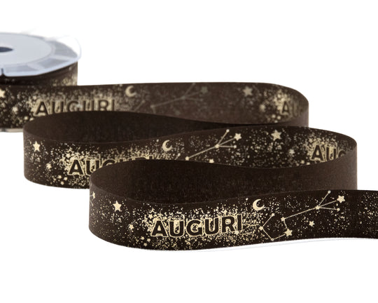 Polycoton 25 mm Constellation Greetings Marron Imprimé