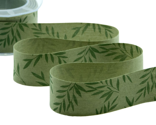 Polycoton 35 mm Feuilles Vert Sauge