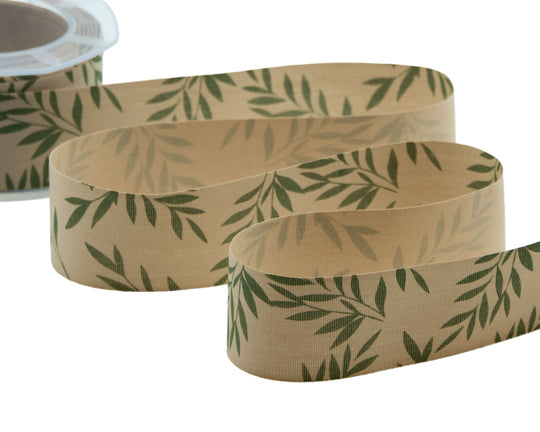 Polycoton 35 mm Feuilles Beiges
