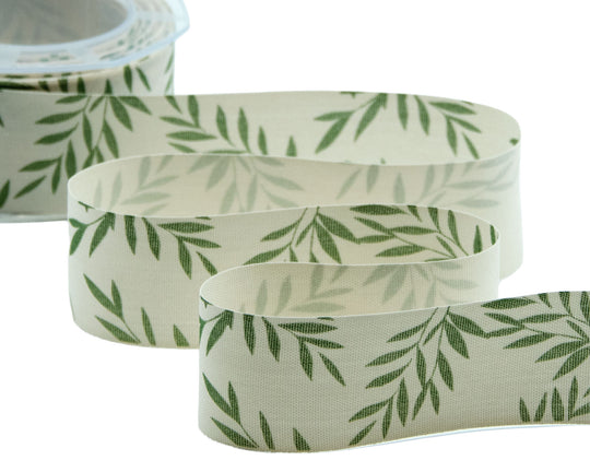 Polycoton 35 mm Feuilles Ivoire