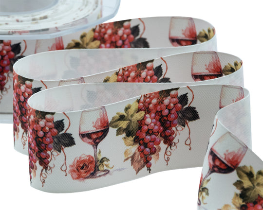 Raso Seta 40 mm Stampa Vino Rosso
