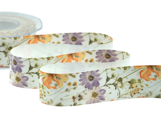 40mm Silk Satin with Green Foliage Print