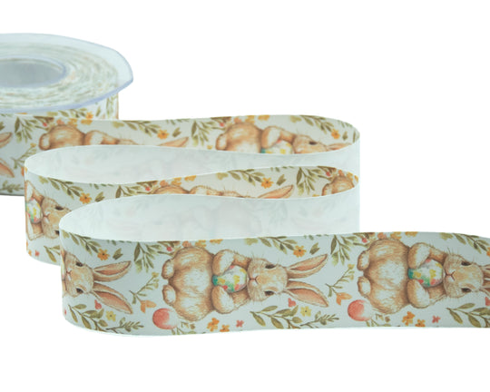 40mm Silk Satin with Green Foliage Print