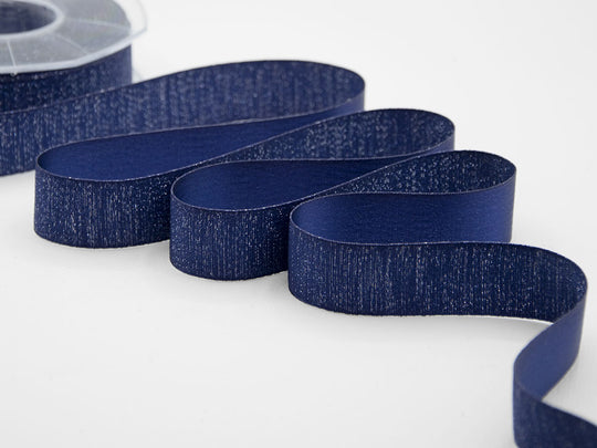 raso boutique lamè 25 mm blu scuro
