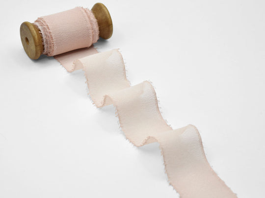 crepe effetto seta sfrangiato 40 mm rosa cipria