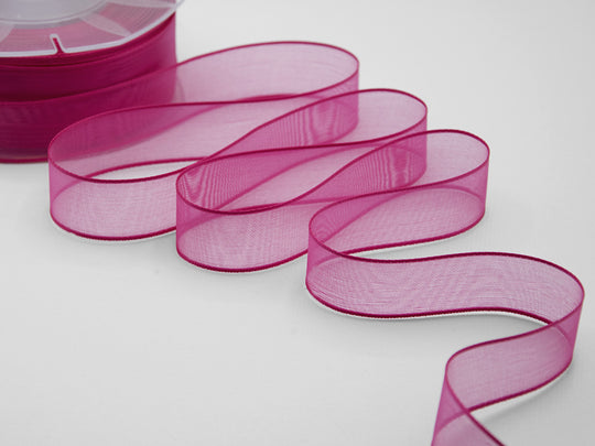 velo bordi raso 25 mm fucsia peonia