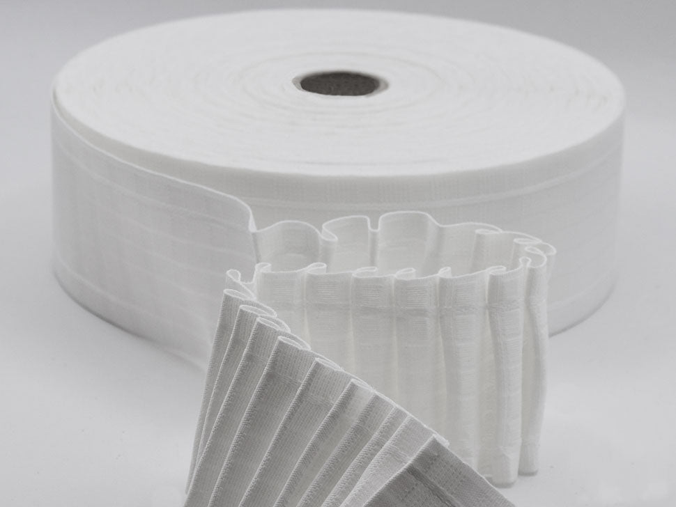 Furlanis Nastro Arricciatenda Multitasca - 75mm X 50m, Bianco, Per Tende Leggere E Pesanti - 9 Unità