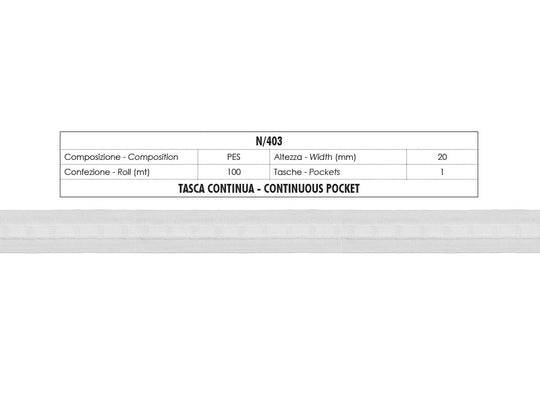 Ruban Fronceur 1 poche 22mm