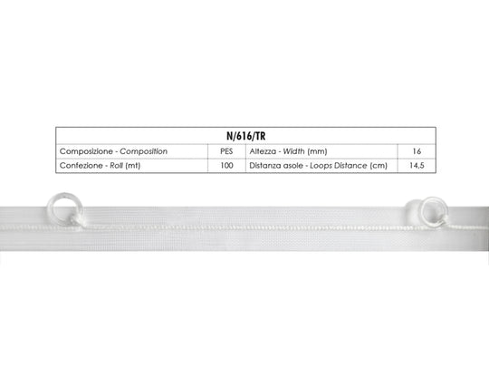 Sangle transparente pour rideaux A-Pack avec anneau 17mm