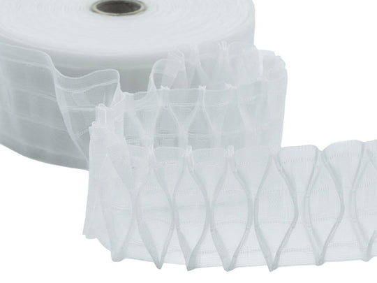 Ruban Fronceur Transparent en Nid d'Abeille 2 Poches 4 Cordes 80mm