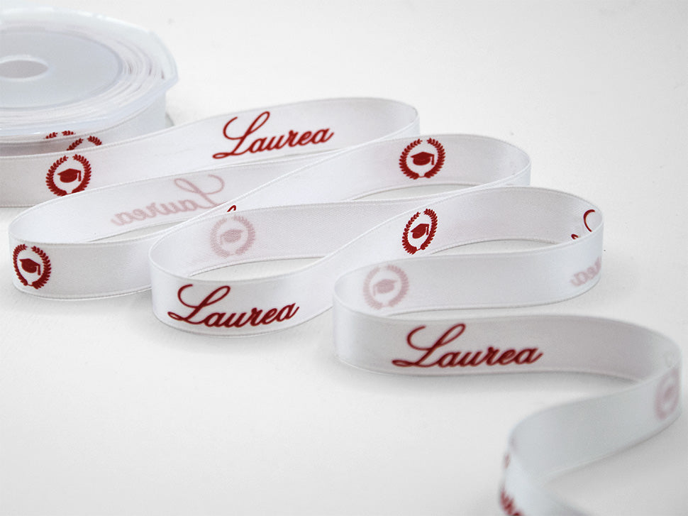 Nastro Doppio Stratto Per Laurea - 45mt Rosso Con Scritta Dorata | Decorazione Bomboniere - Foto 4