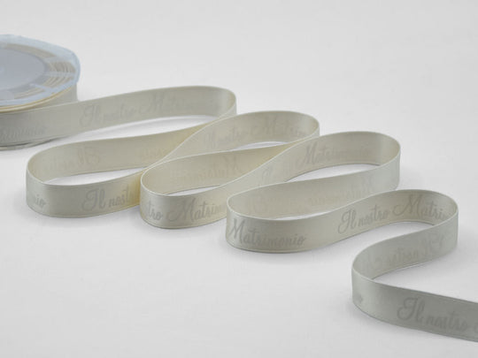 Doppio Raso 16 mm Stampa Il Nostro Matrimonio Avorio
