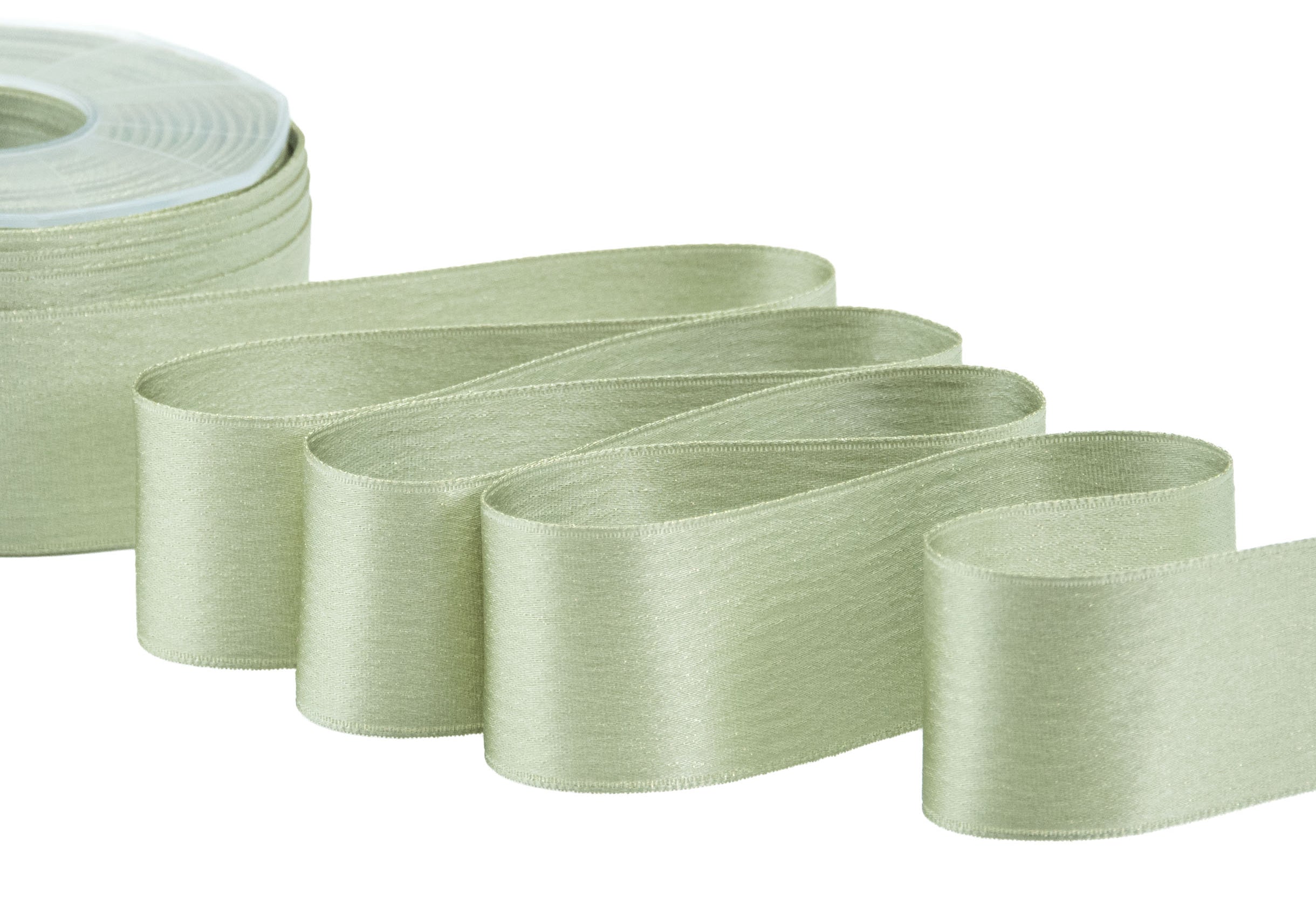 doppio raso lamè 40 mm verde salvia