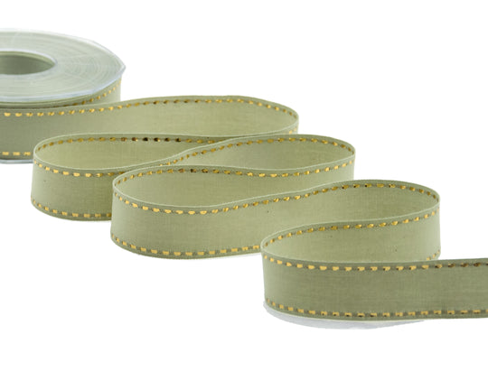 cotone con impuntura oro 25 mm verde salvia