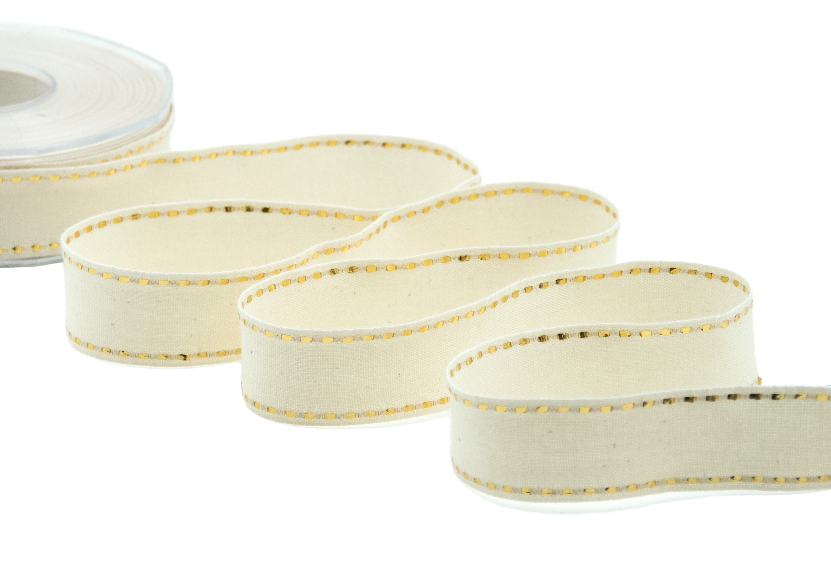 cotone con impuntura oro 25 mm latte