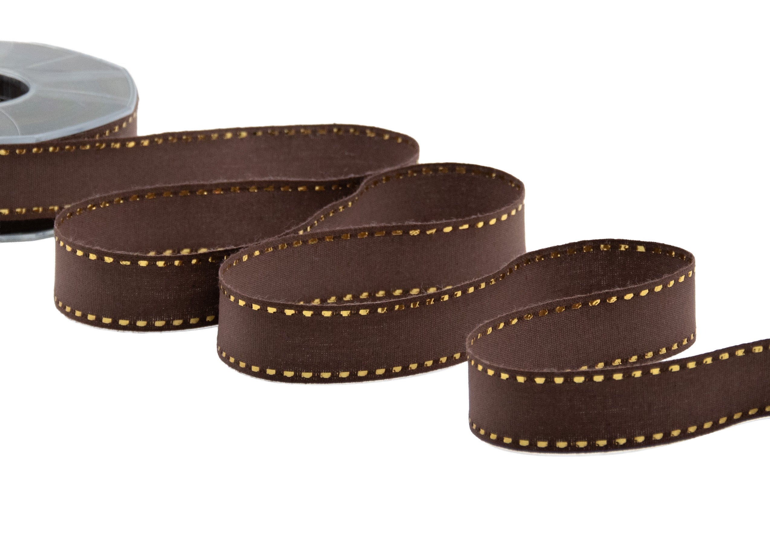 cotone con impuntura oro 25 mm cacao