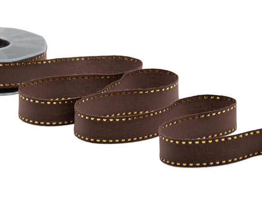 cotone con impuntura oro 25 mm cacao