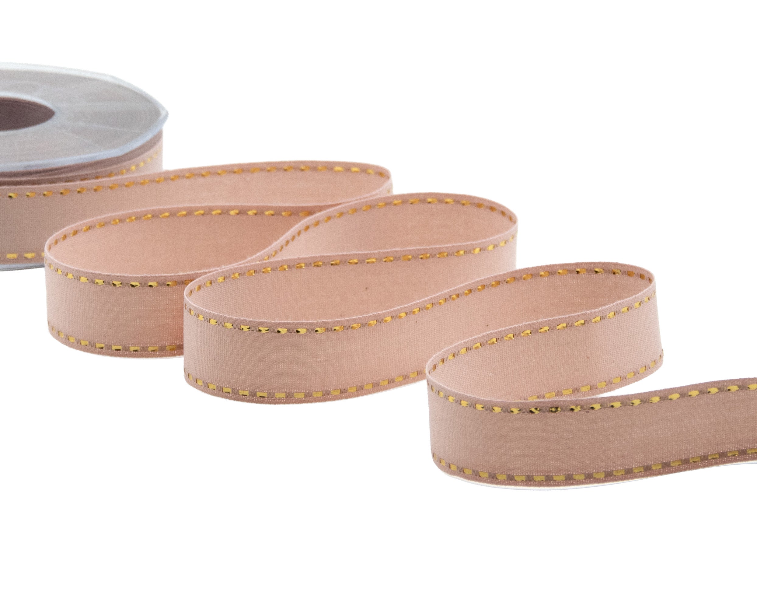 cotone con impuntura oro 25 mm rosa cipria