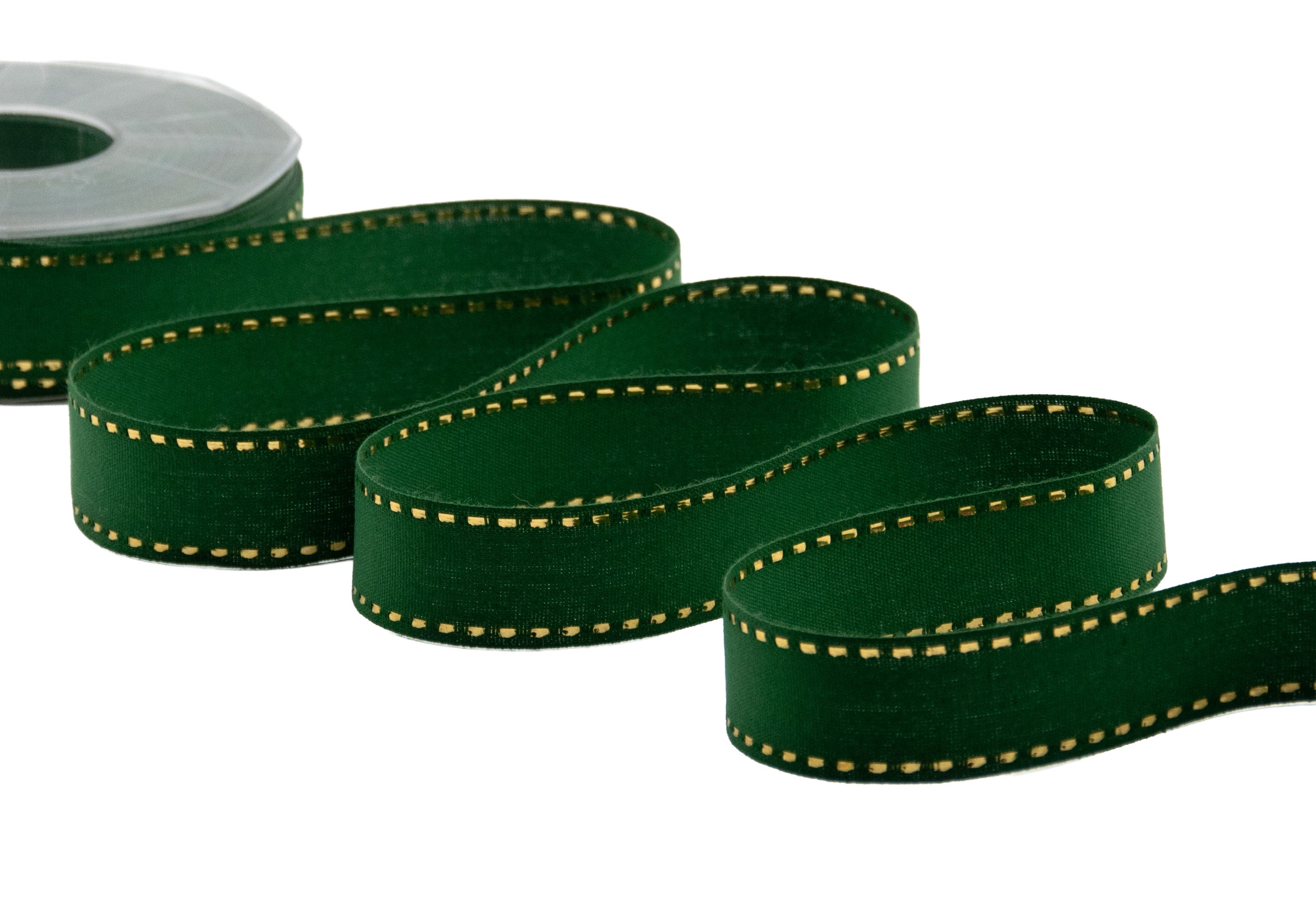 cotone con impuntura oro 25 mm verde inglese