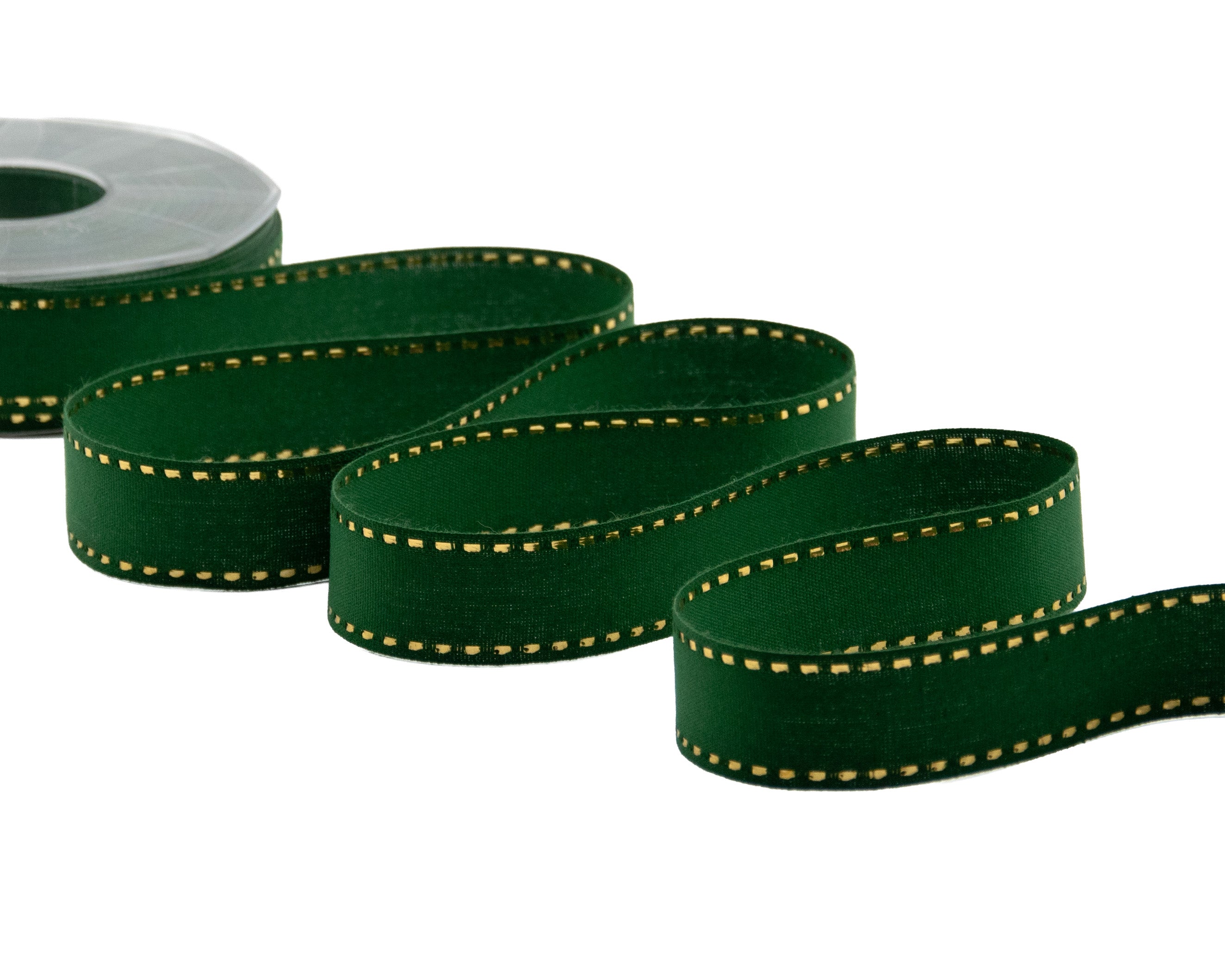 cotone con impuntura oro 25 mm verde inglese