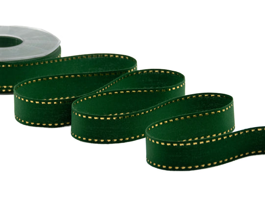 cotone con impuntura oro 25 mm verde inglese