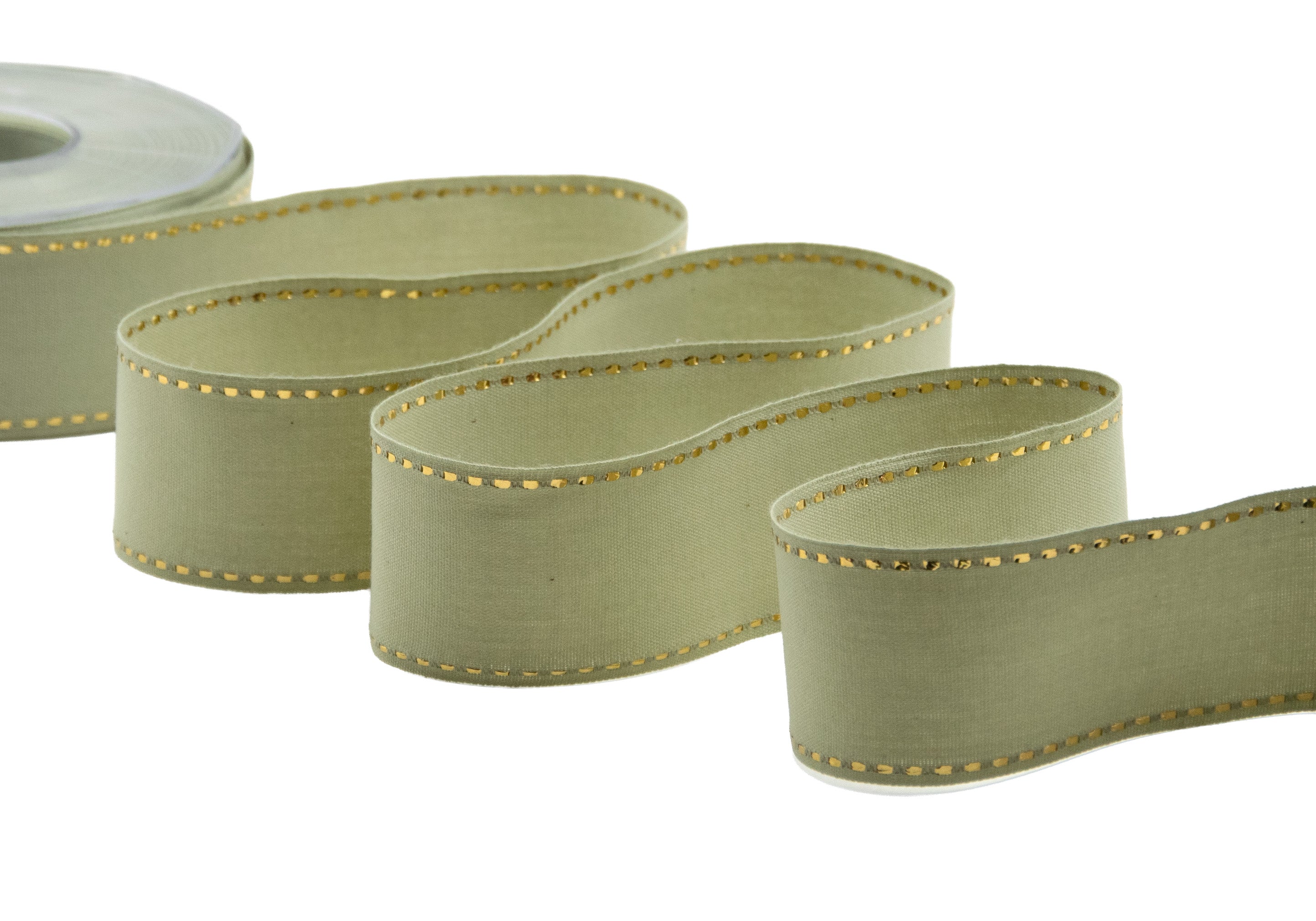 cotone con impuntura oro 45 mm verde salvia