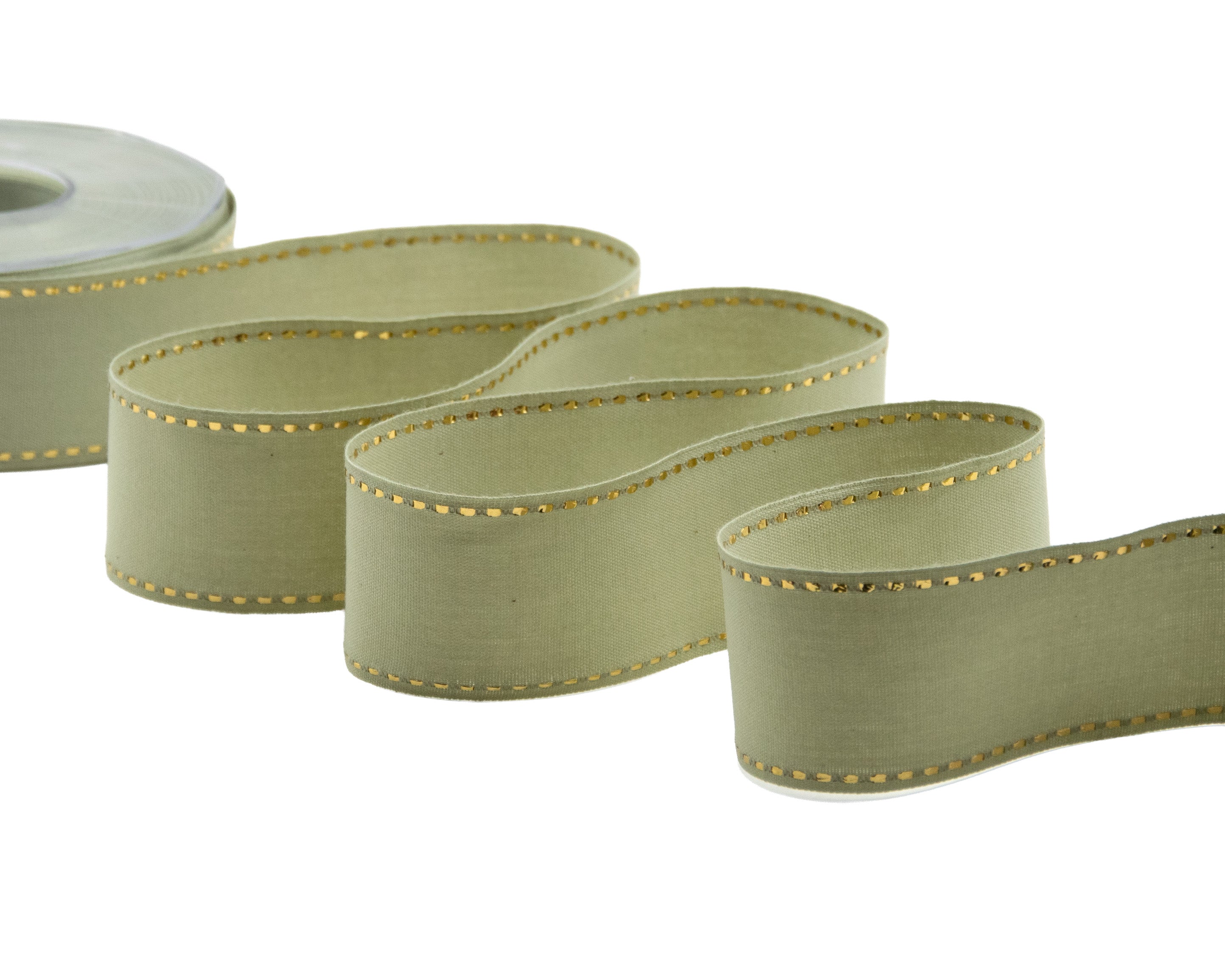 cotone con impuntura oro 45 mm verde salvia