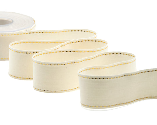 cotone con impuntura oro 45 mm latte