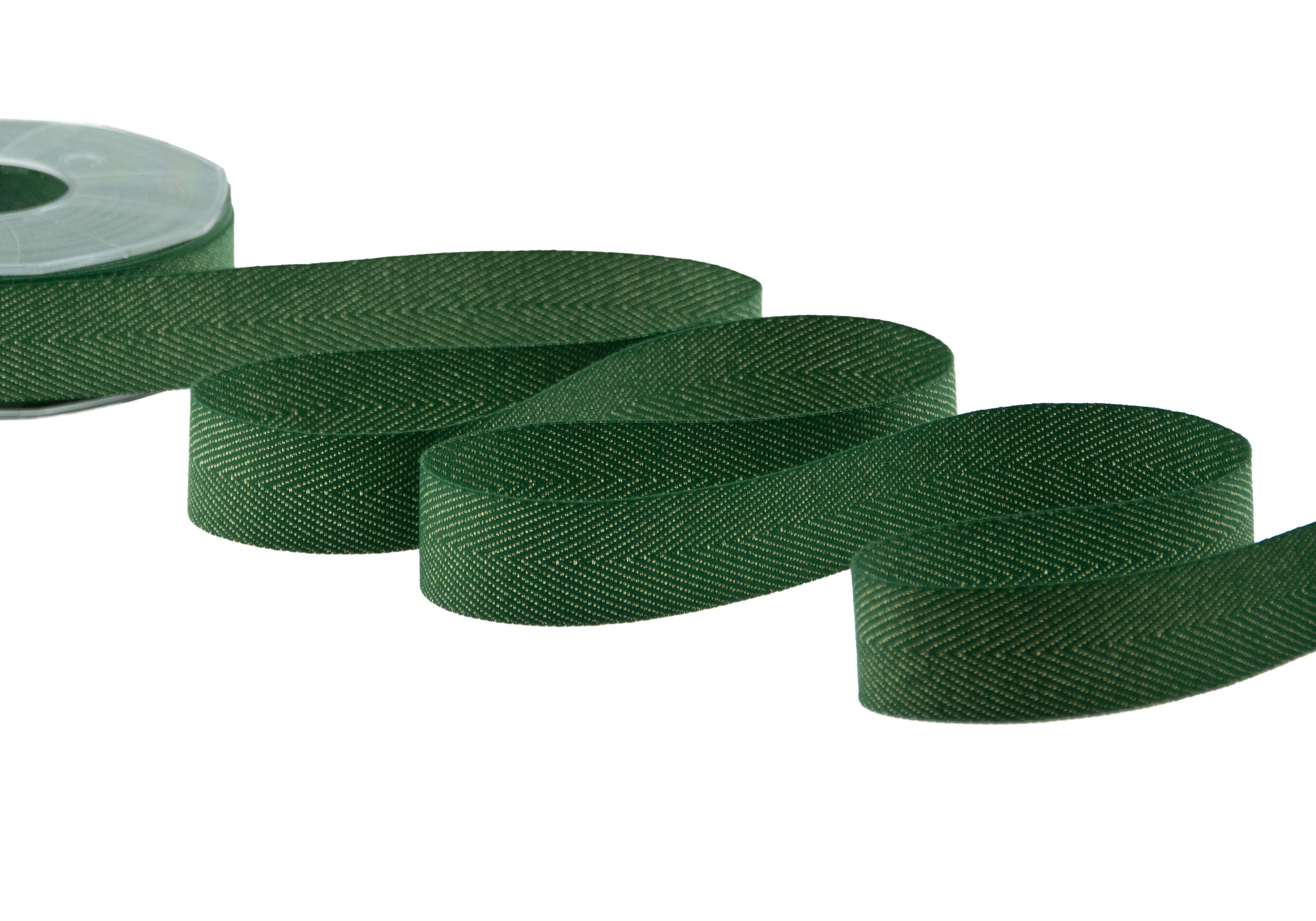 spigato cotone 25 mm verde inglese oro