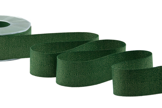 spigato cotone 40 mm verde inglese oro