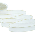 crepe effetto seta bordi oro 15 mm bianco naturale