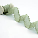 crepe effetto seta sfrangiato 25 mm verde salvia