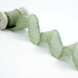crepe effetto seta sfrangiato 25 mm verde salvia