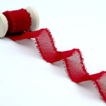crepe effetto seta sfrangiato 25 mm rosso