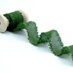 crepe effetto seta sfrangiato 25 mm verde inglese