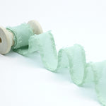 crepe effetto seta sfrangiato 25 mm verde mare