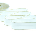 crepe effetto seta bordi oro 25 mm bianco naturale