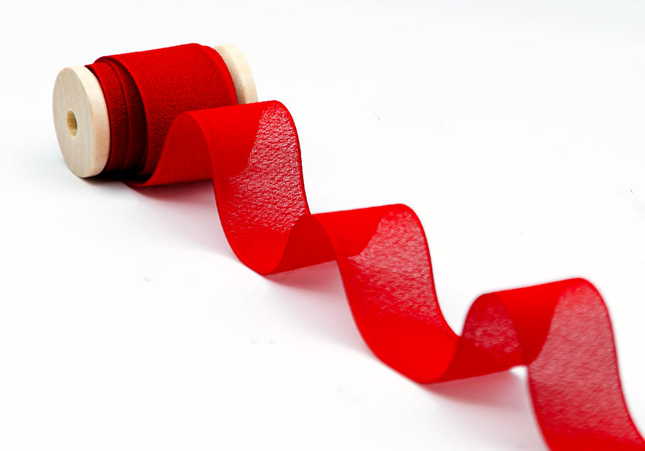 crepe effetto seta 25 mm rosso