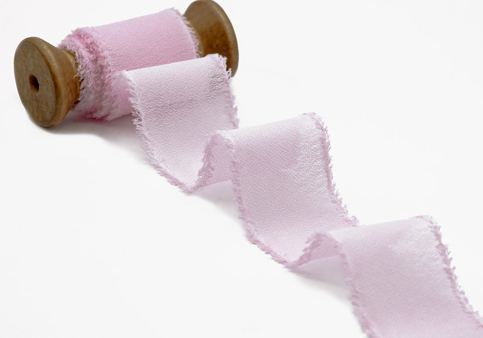 crepe effetto seta sfrangiato 40 mm rosa baby