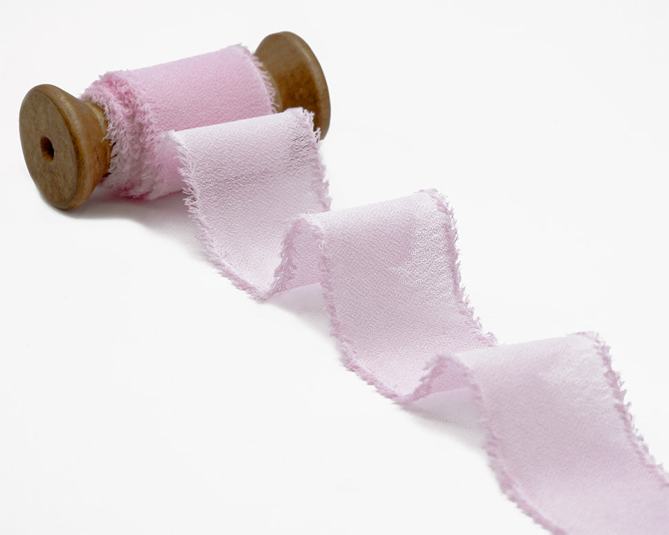 crepe effetto seta sfrangiato 40 mm rosa baby