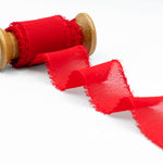 crepe effetto seta sfrangiato 40 mm rosso