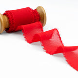 crepe effetto seta sfrangiato 40 mm rosso