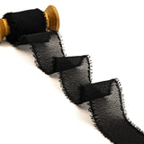 crepe effetto seta sfrangiato 40 mm nero