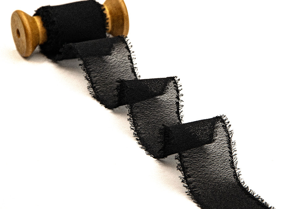 crepe effetto seta sfrangiato 40 mm nero