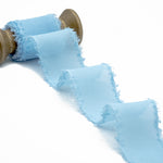 crepe effetto seta sfrangiato 40 mm azzurro baby