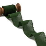 crepe effetto seta sfrangiato 40 mm verde inglese
