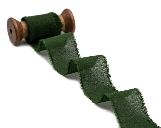 crepe effetto seta sfrangiato 40 mm verde inglese