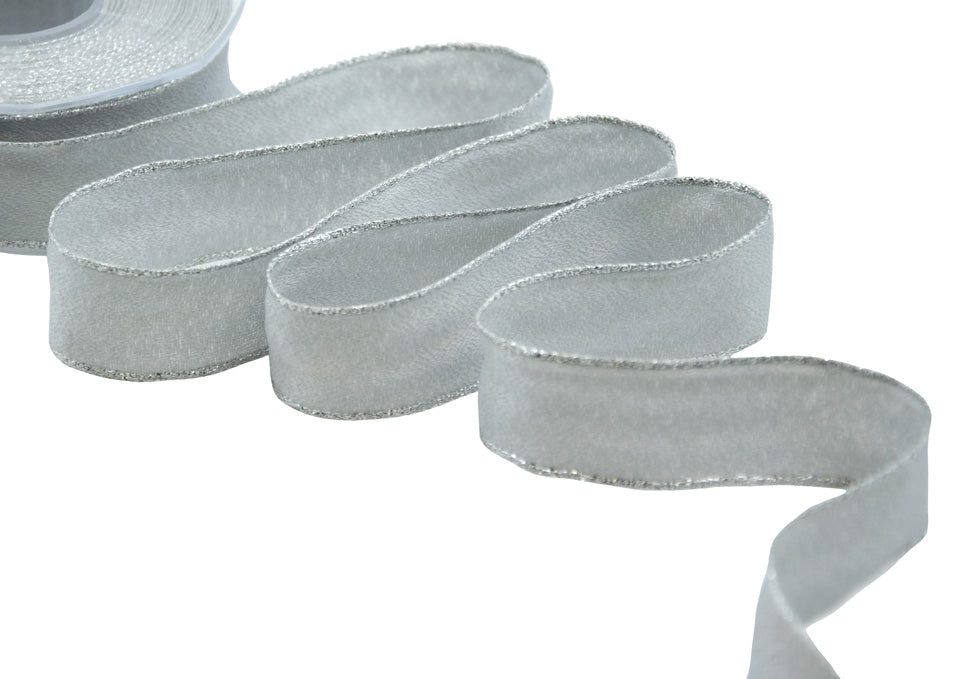 sablè bordi lurex 25 mm grigio perla